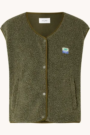 American Vintage Gilet van teddy met logo en ritszakken