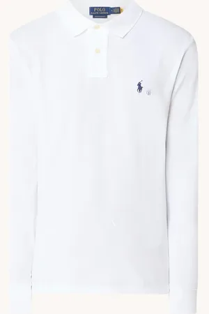 Ralph Lauren Custom slim fit polo van piqué katoen met lange mouw