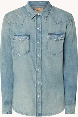 Ralph Lauren Regular fit denim overhemd met drukknoopsluiting