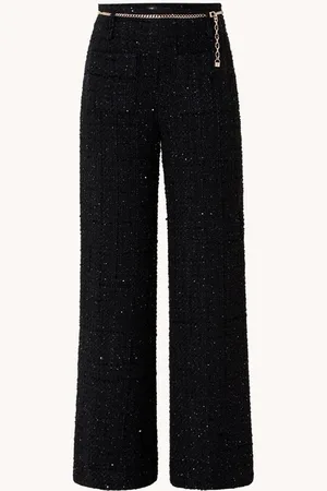 Maje High waist wide fit pantalon met tweed-look