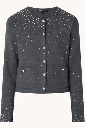 Maje Fijngebreid vest in wolblend met strass