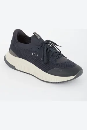HUGO BOSS Sneaker met gebreid bovenwerk en suède details