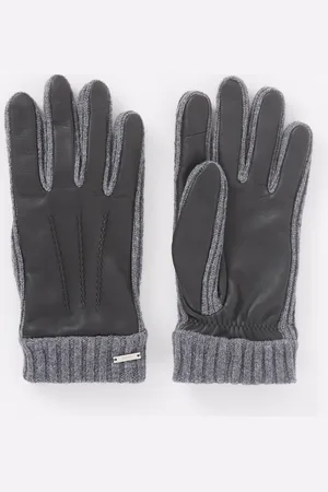 HUGO BOSS Hyden handschoenen van lamsleer met details van wol