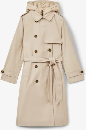 Reiss Azura double-breasted trenchcoat met afneembare capuchon