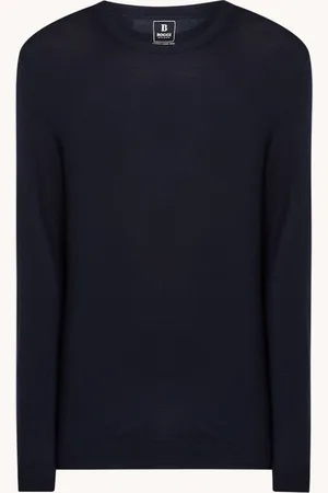Boggi Milano Fijngebreide pullover van wol met ronde hals