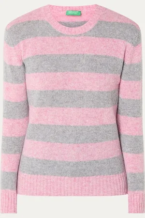 Benetton Fijngebreide pullover van wol met streepprint