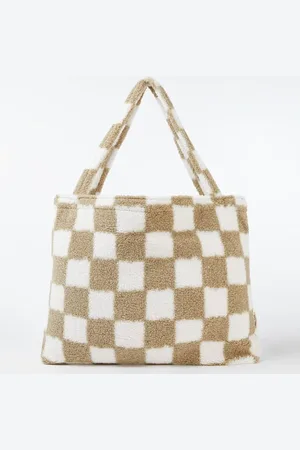 Studio Noos Mom Bag shopper van teddy met ruitdessin