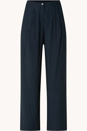 Modstrom Isabel high waist wide fit pantalon met krijtstreep