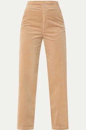 Benetton High waist straight fit broek van corduroy met steekzakken