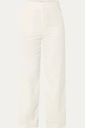 Benetton High waist straight fit broek van corduroy met steekzakken