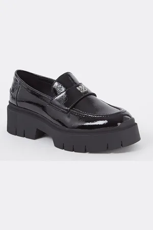 HUGO BOSS Kris loafer van lakleer met plateauzool