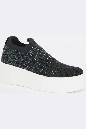 Dune Sneaker met strass en gebreid bovenwerk
