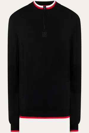 HUGO BOSS Selo fijngebreide trui met halve rits en logo