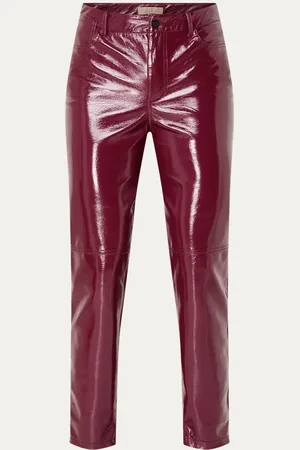 Josh V Bo high waist slim fit broek van imitatieleer met lakfinish