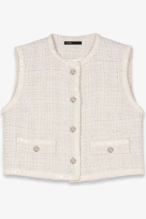 Maje Cropped gilet met tweed-look
