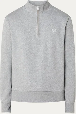 Fred Perry Sweater met halve rits en logoborduring