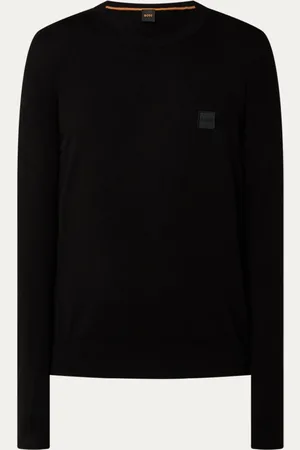 HUGO BOSS Kanovano fijngebreide pullover in kasjmierblend met logo