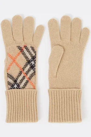 Burberry Fijngebreide handschoenen in kasjmierblend met ruitdessin