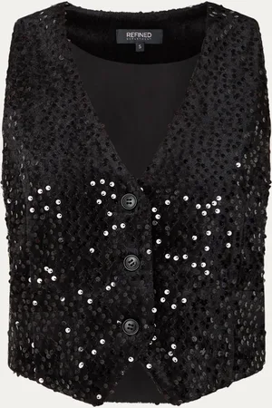 Refined Department Emili cropped gilet van fluweel met pailletten