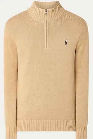 Ralph Lauren Ribgebreide trui met halve rits en logoborduring
