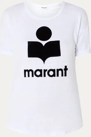 Isabel Marant Koldi T-shirt van linnen met flock logoprint