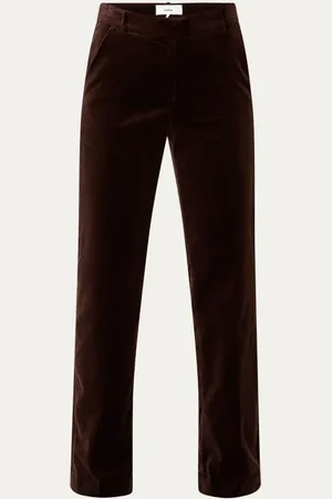 Bash Babilon mid waist straight fit pantalon van fluweel met steekzakken