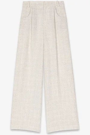 Maje High waist wide fit pantalon met tweed-look en steekzakken
