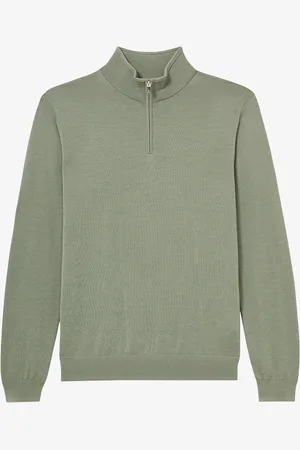 Reiss Blackhall fijngebreide pullover van wol met halve rits