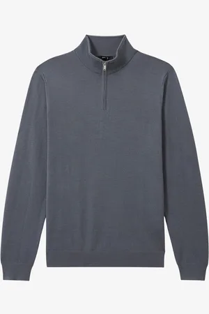 Reiss Blackhall fijngebreide pullover van wol met halve rits
