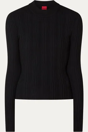 HUGO BOSS Sarphammy ribgebreide longsleeve met opstaande kraag