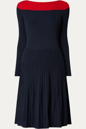Ralph Lauren Gebreide midi jurk met ribstructuur