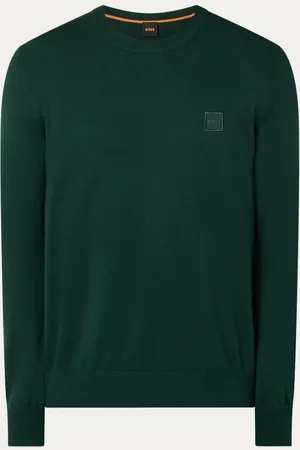 HUGO BOSS Kanovano fijngebreide pullover in kasjmierblend met logo