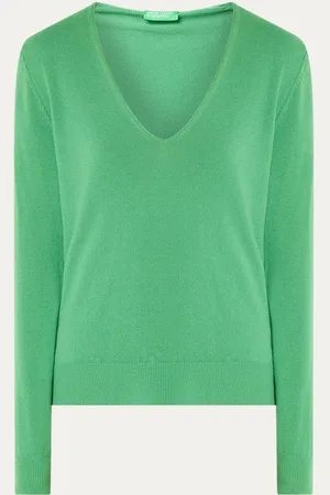 Benetton Fijngebreide pullover van scheerwol met V-hals