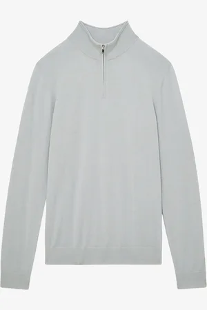 Reiss Blackhall fijngebreide pullover van wol met halve rits