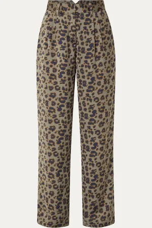 Bash Bloy high waist straight fit pantalon met panterprint