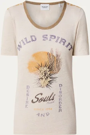Isabel Marant Kilianni T-shirt van linnen met print