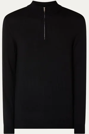 NN.07 NN-07 Sergio fijngebreide pullover van wol met halve rits