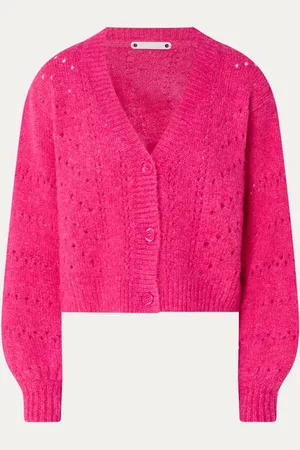 Co`Couture Coralie grofgebreid vest in wolblend met opgenwerkt dessin