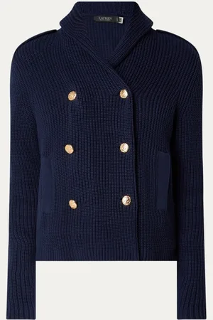Ralph Lauren Double-breasted grofgebreid vest met steekzakken en sierknopen