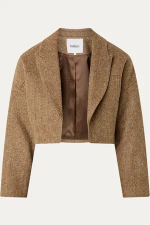 Bash Camala cropped jack van wol met visgraatdessin
