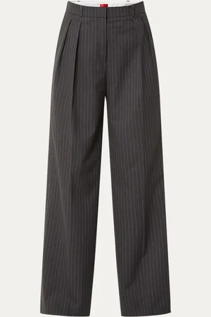 HUGO BOSS Henesa high waist wide fit pantalon met krijtstreep