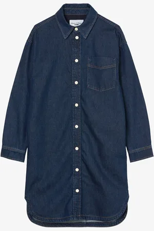 Marc O’ Polo Mini denim blousejurk met borstzak