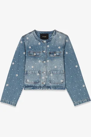 Maje Cropped spijkerjas met borduring