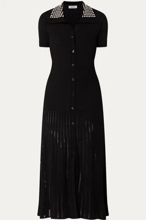 Sandro Ribgebreide maxi jurk met studs