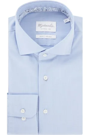 Michaelis Slim fit strijkvrij overhemd met cut away kraag