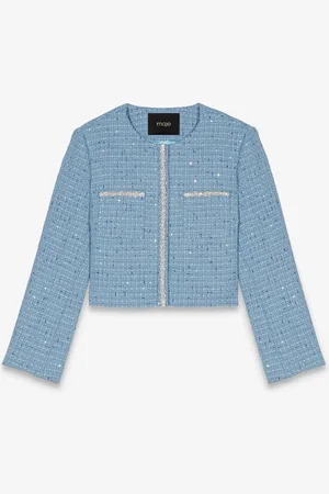 Maje Cropped blazer met tweed-look en pailletten
