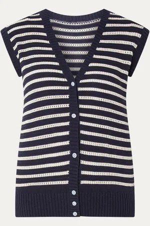 Claudia Sträter Grofgebreid gilet met streepprint