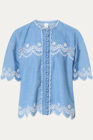 Josephine & Co Blouse van chambray met broderie