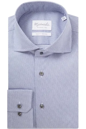 Michaelis Slim fit strijkvrij overhemd met microdessin