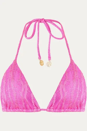 Luli Fama Triangel bikinitop met lurex en uitneembare vulling
